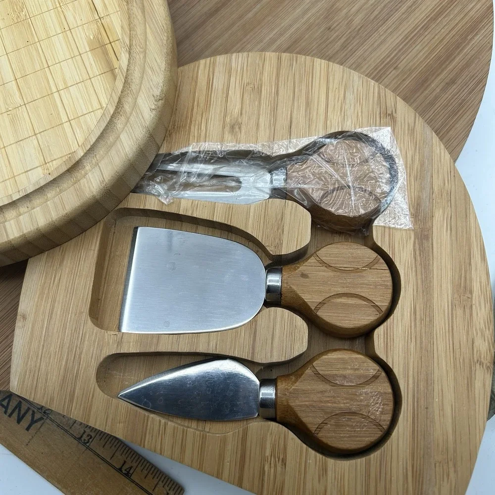 Tennis Racket Shaped Wood Cheese Board Spreaders Set ALTA‎ Sunday Matches